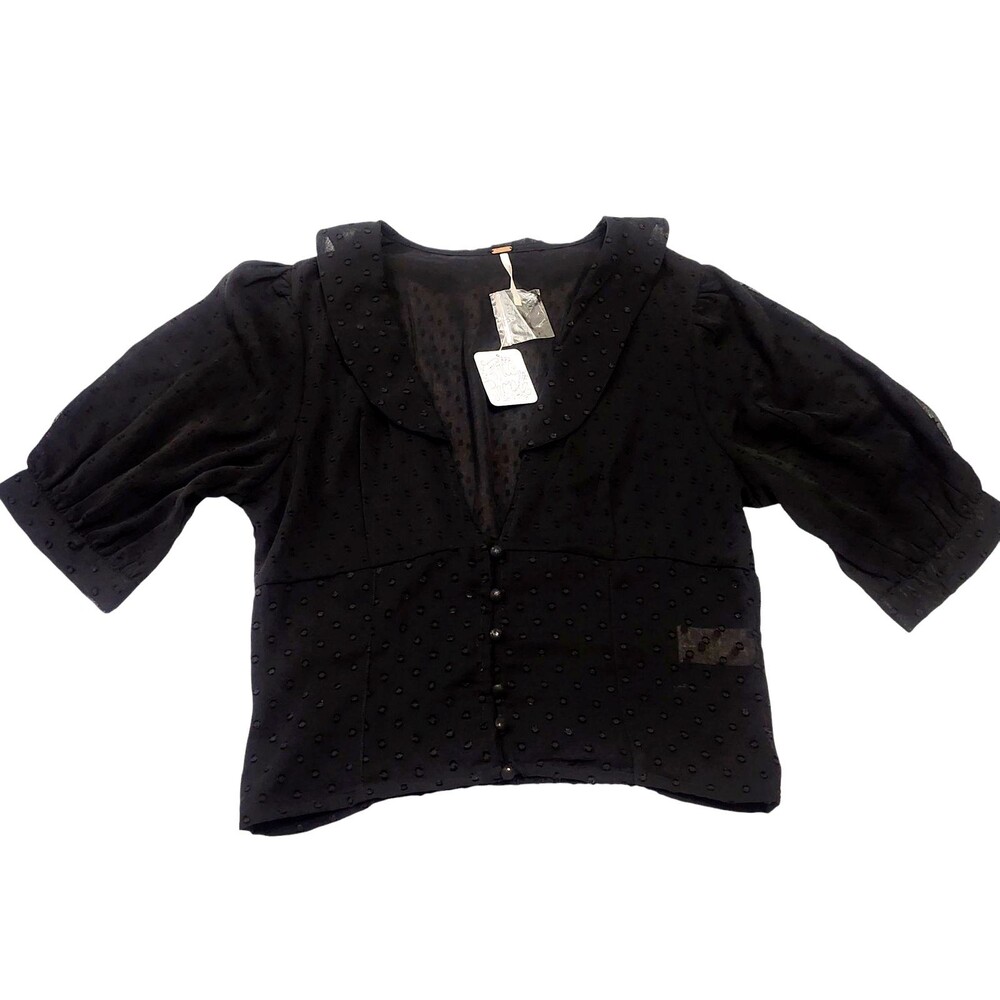 FREE PEOPLE Women's Sheer Top Swiss Dot Romantic Boho NWT Size M